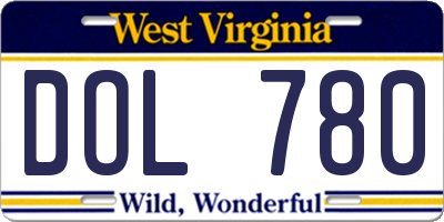 WV license plate DOL780