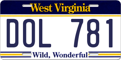 WV license plate DOL781