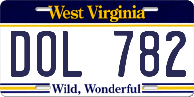 WV license plate DOL782