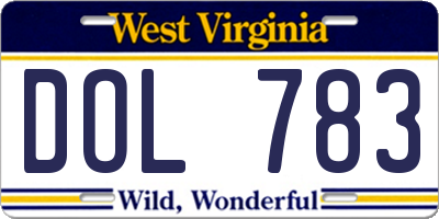 WV license plate DOL783