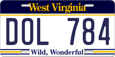 WV license plate DOL784