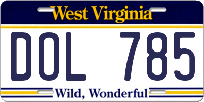 WV license plate DOL785