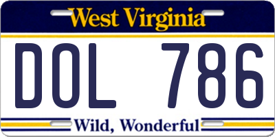 WV license plate DOL786