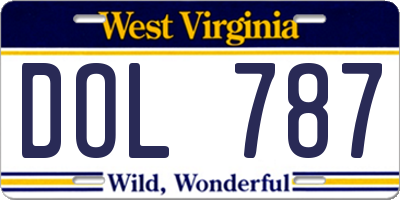 WV license plate DOL787