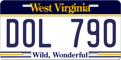 WV license plate DOL790