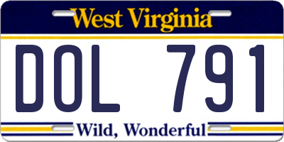 WV license plate DOL791