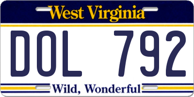 WV license plate DOL792