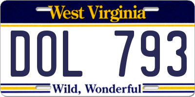 WV license plate DOL793