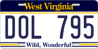 WV license plate DOL795