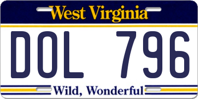 WV license plate DOL796