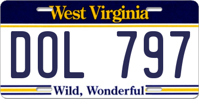 WV license plate DOL797