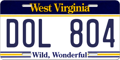 WV license plate DOL804
