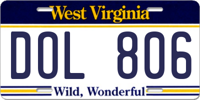 WV license plate DOL806