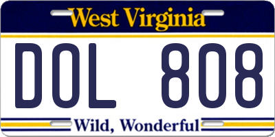 WV license plate DOL808