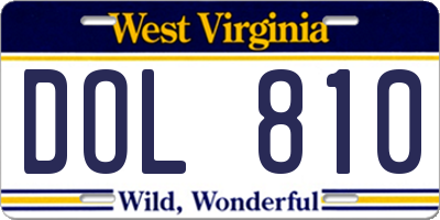 WV license plate DOL810