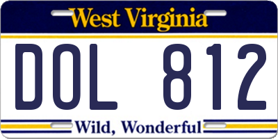 WV license plate DOL812