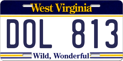 WV license plate DOL813