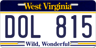 WV license plate DOL815