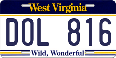 WV license plate DOL816