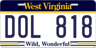 WV license plate DOL818