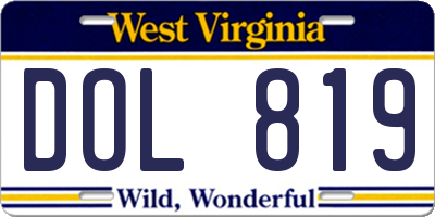 WV license plate DOL819
