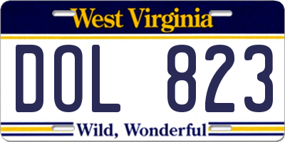 WV license plate DOL823