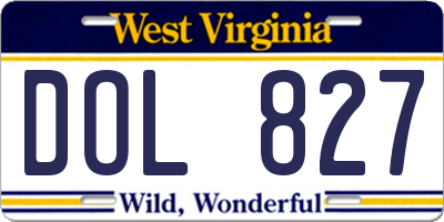 WV license plate DOL827