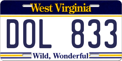 WV license plate DOL833