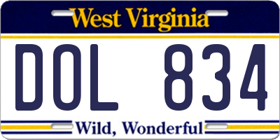 WV license plate DOL834