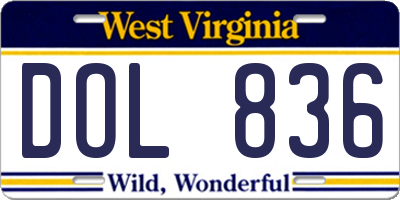 WV license plate DOL836