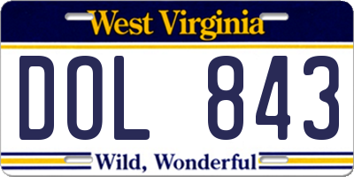 WV license plate DOL843