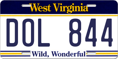 WV license plate DOL844