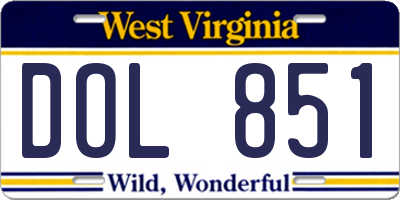 WV license plate DOL851