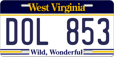 WV license plate DOL853