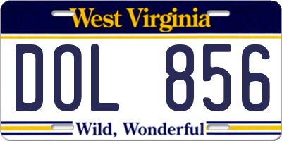 WV license plate DOL856