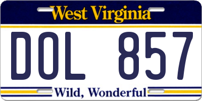 WV license plate DOL857