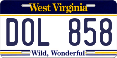 WV license plate DOL858