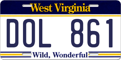 WV license plate DOL861