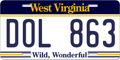 WV license plate DOL863