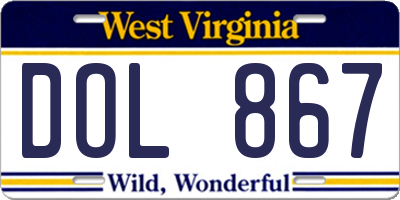 WV license plate DOL867