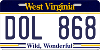 WV license plate DOL868
