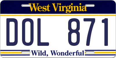 WV license plate DOL871