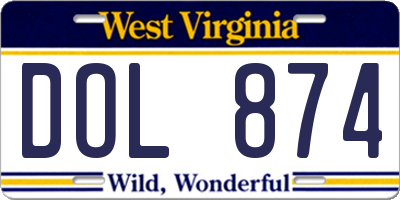 WV license plate DOL874