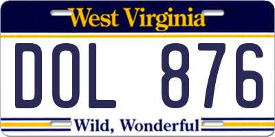 WV license plate DOL876