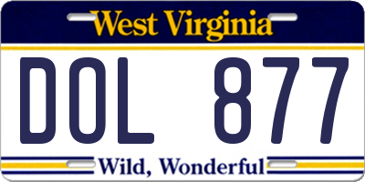 WV license plate DOL877