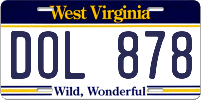 WV license plate DOL878