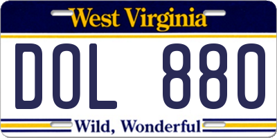 WV license plate DOL880