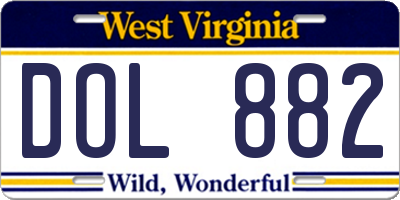 WV license plate DOL882