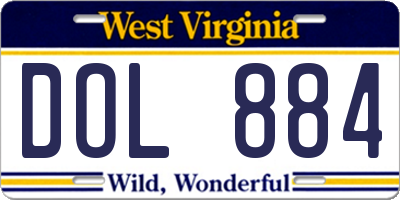 WV license plate DOL884