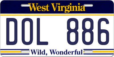 WV license plate DOL886